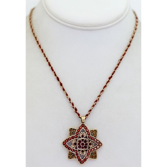 18 inch, Vintage Abstract Star Red Rhinestone Gold Tone Necklace by Monet - T26 - Picture 3 of 3